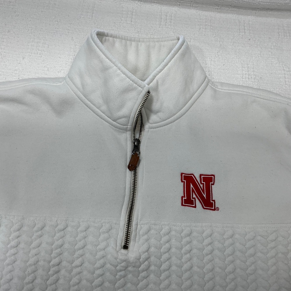 Pressbox Nebraska Cornhuskers White Quilted Quarter Zip Pullover Womens 2XL‎ - Picture 2 of 10